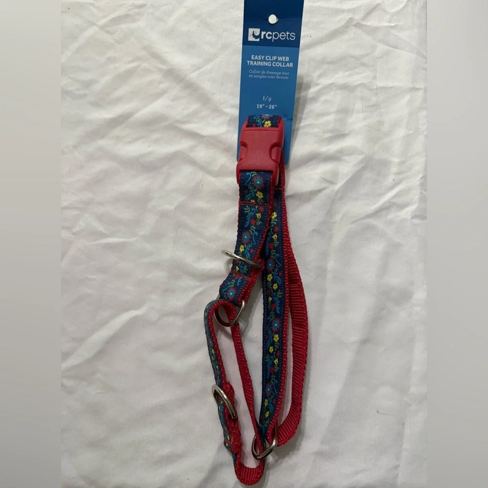RC Pets Red and Blue Floral Training Collar Size l/g 19”-26” New